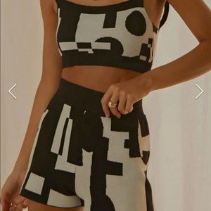 Colorblock Black & White Two-Piece Short Set
